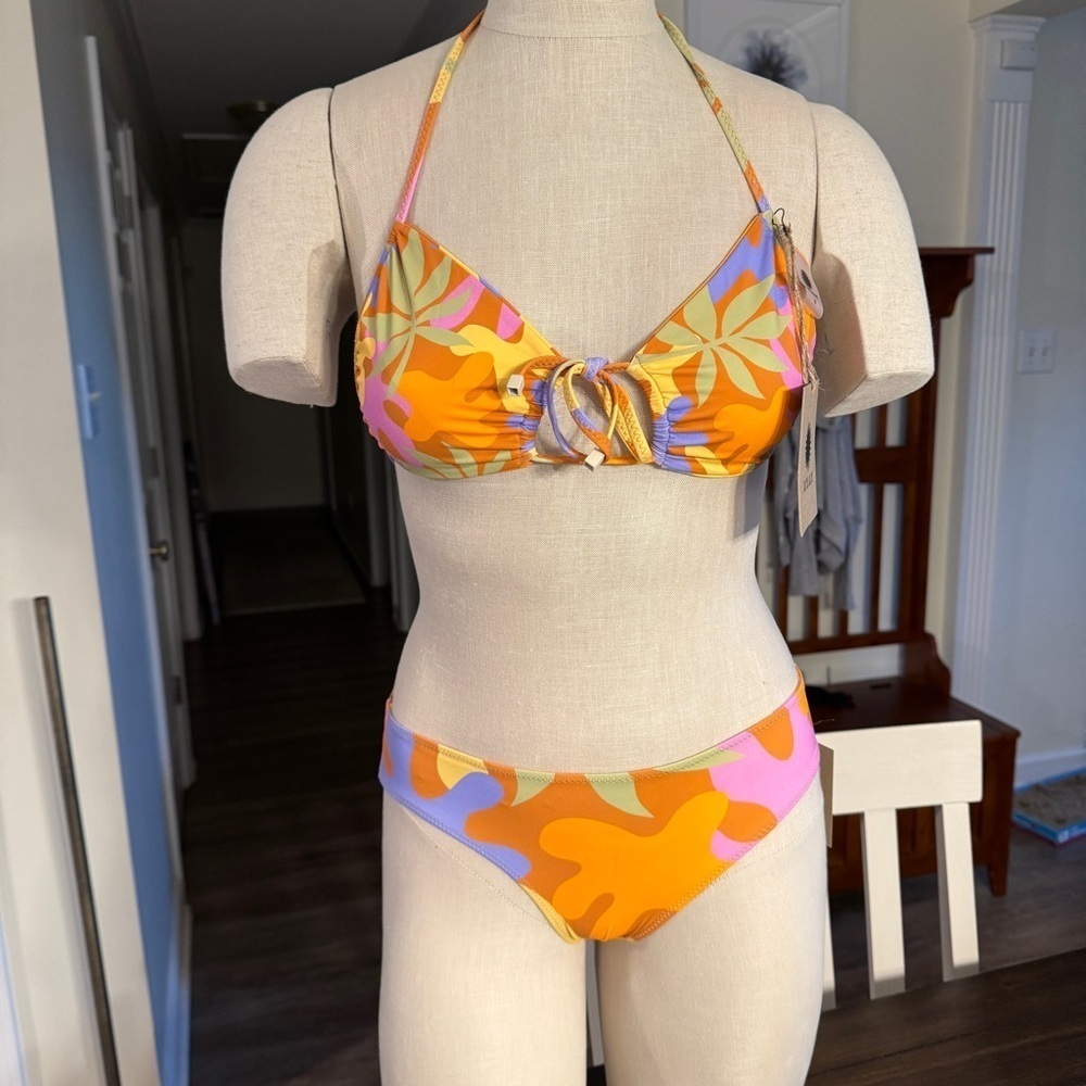 Aloe Aloe Swim Bikini Set Scrunch Top Hipster Bottom Shave ice Top S, Bottom XS